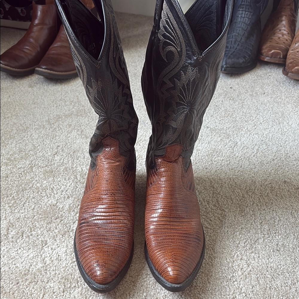 Dan Post Brown and Black Cowboy Boots - Lizard